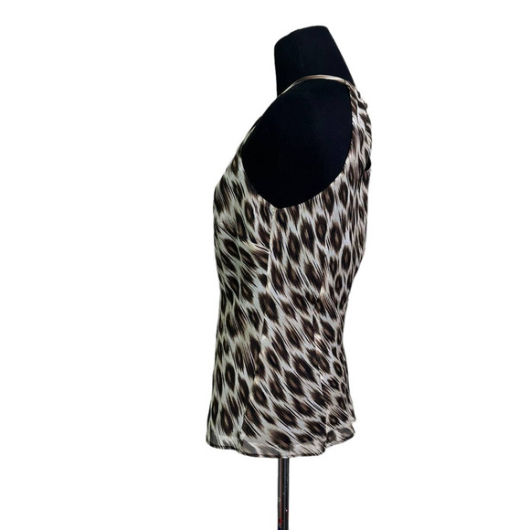 Ann Taylor brown silk animal print sleeveless blouse size 2 - Picture 8 of 8